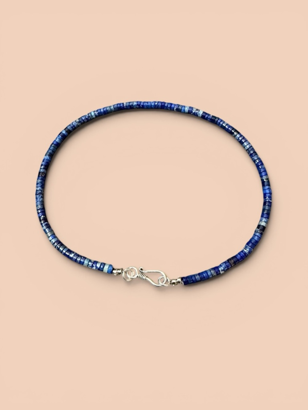 Blue Heishi Bead Necklace.